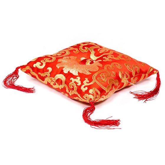 Kudde för klangskål röd med blomsterdesign (12 cm)