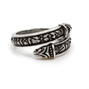 Justerbar Viking Ring med Runor Silverfärgad