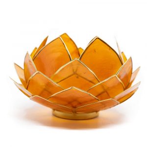 Orange Lotus Ljuslykta med Guldkant - Stor