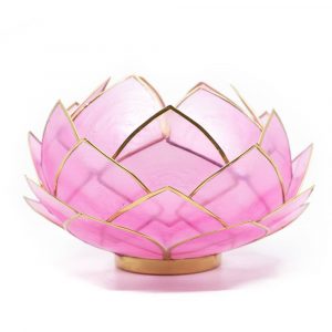 Rosa Lotus Ljuslykta med Guldkant - Stor