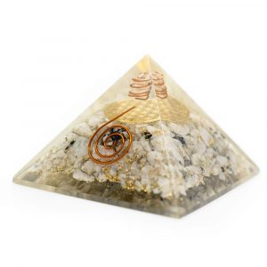 Orgonit Pyramid Regnbågsmånsten - Livets blomma - (70 mm)