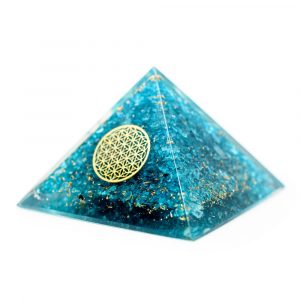 Orgonit Pyramid Blå Topas - Livets blomma - (70 mm)