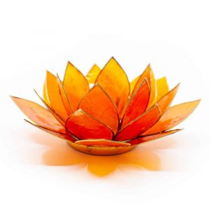 Orange Lotus Ljuslykta med Guldkant 2e Chakra