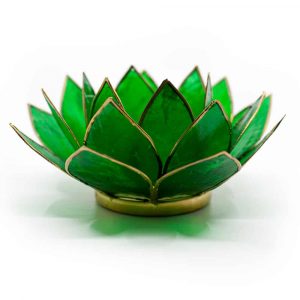 Grön Lotus Ljuslykta med Guldkant 4e Chakra
