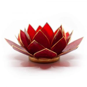 Röd Lotus Ljuslykta med Guldkant 1e Chakra