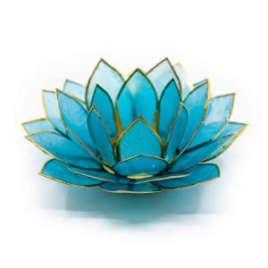 Blå Lotus ljuslykta med Guldkant - Deluxe