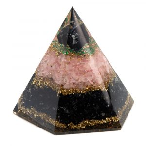 Orgonit Pyramid Svart Turmalin/Rosenkvarts Facett (95 mm)