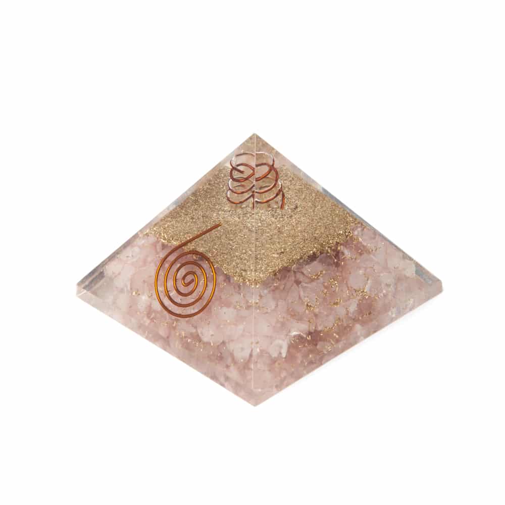 Orgonit Pyramid Rosenkvarts - Koppar Spiral - (70 mm)