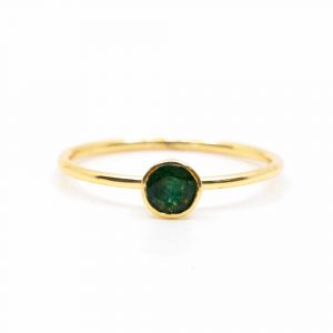 Månadsten Ring Smaragd Maj - 925 silver Guld Förgylld (storlek 17)