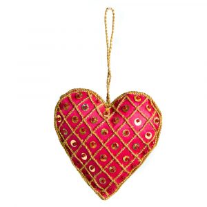 Traditionell Dekorationshänge Hjärta Alternativt Röd (17 cm)