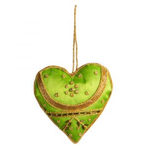 Traditionell Dekorationshänge Hjärta Grön (16 cm)