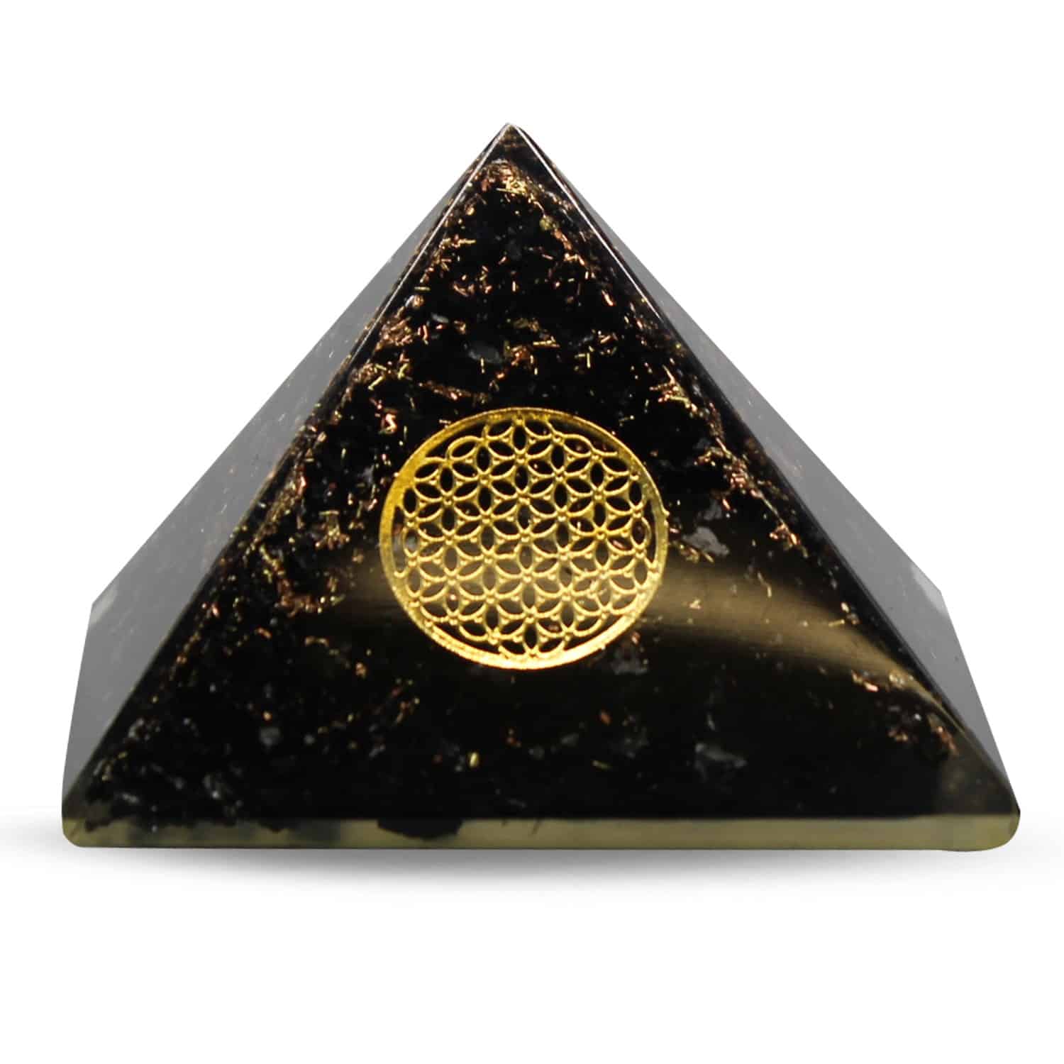 Orgonit Pyramid Svart Turmalin - Livets Blomma - (70 mm)