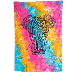 Autentisk Väggbonad med Färgglad Elefant (215 x 135 cm)