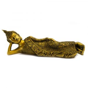 Liggande Thai Buddha Polyresin Guldfärgad - 35 x 8 cm