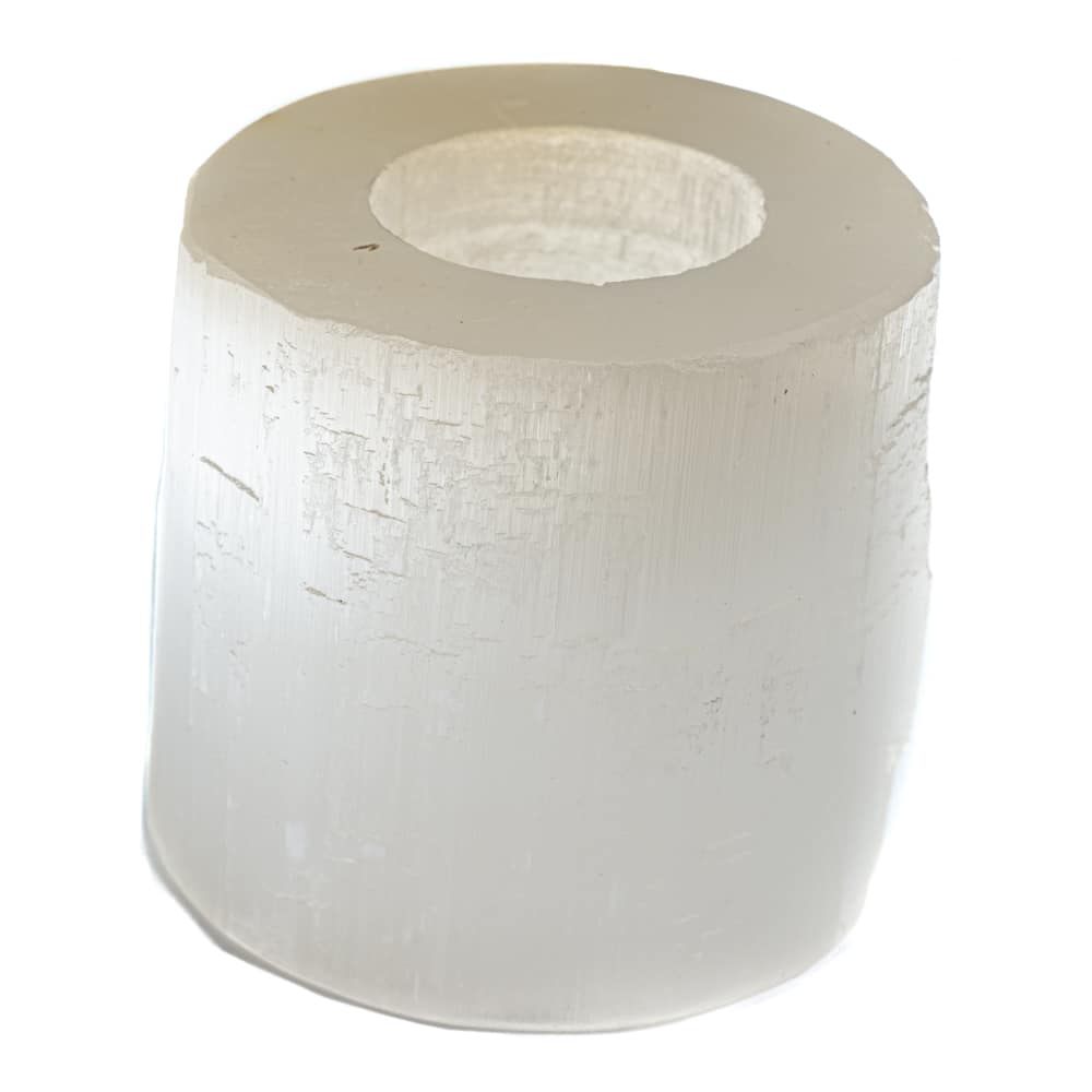 Värmeljushållare Selenit Cylinder ca 900 gram (8 x 8 cm)