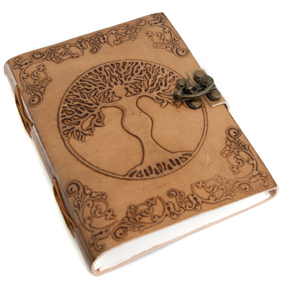 Handgjord anteckningsbok i Läder Livets träd (17,5 x 13 cm)