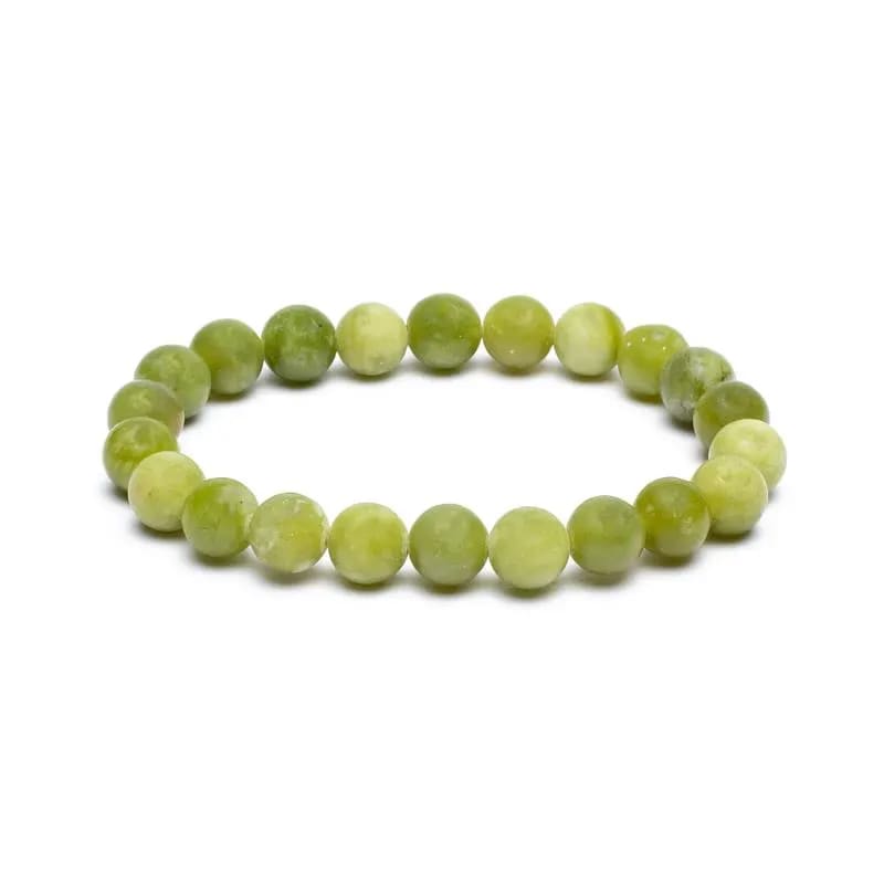 Mala/armband groene jade elastisch -- 0.8cm