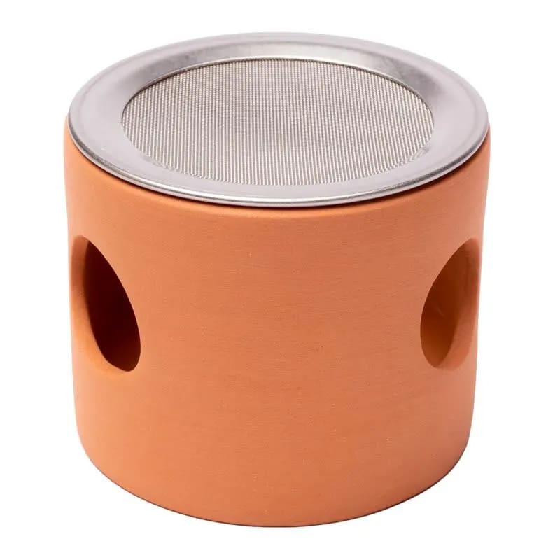 Rökelsebrännare Terrakotta Cup med sil av rostfritt stål