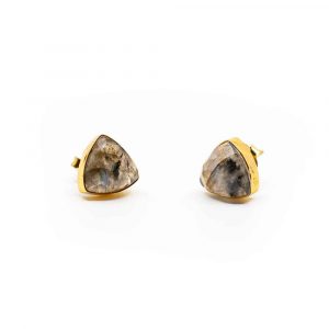 Labradorit Örhängen - 925 Silver och Guld Förgylld