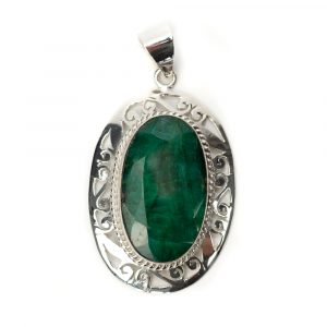 Ädelsten Hänge Grön Kvarts 'Smaragd Look' 925 Silver "Ara"