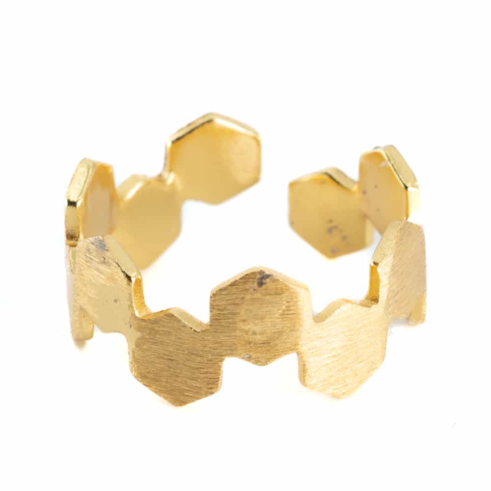 Justerbar ring anslutna hexagoner koppar guldfärgad