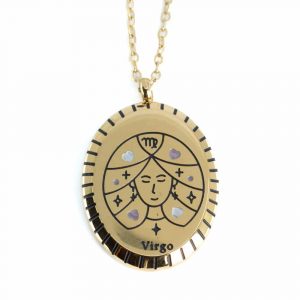 Horoskop Stål Hänge Jungfrun Guldfärgad Oval (20 mm)
