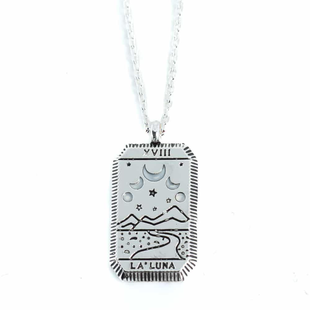 Tarot Amulett Mässing silverfärgad  "Månen"