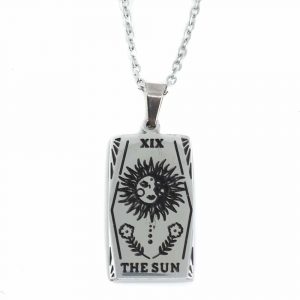 Stål Tarot Amulett  Silverfärgad  "Solen" - 24 mm