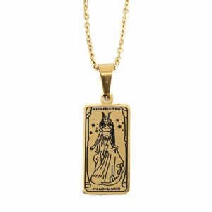 Stål Tarot Amulett Guldfärgad 'The High Priestess'