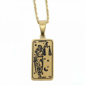 Stål Tarot Amulett Guldfärgad "Rättvisa"
