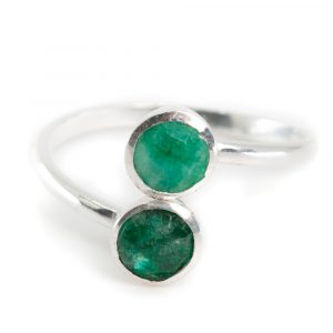 Födelsesten Ring Smaragd Maj - 925 Silverfärgad