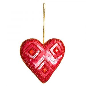 Traditionell Dekorationshänge Hjärta Röd (17cm)