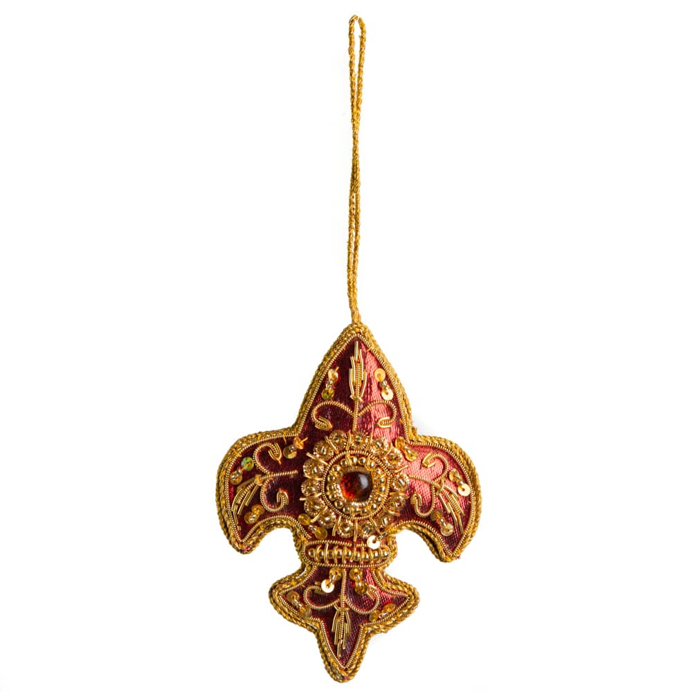 Traditionell Dekorationshänge Fleur de Lis Röd (18 cm)